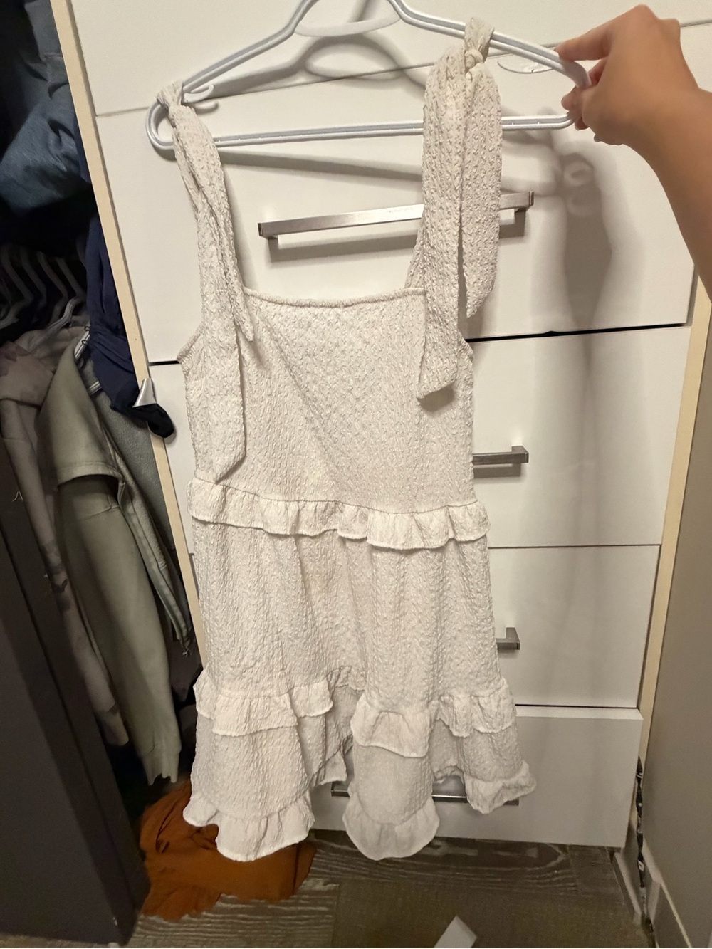 ASOS Cream Textured Ruffle Sundress